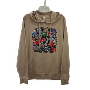 Philadelphia Graphic Print Pullover Hoodie Juniors Large Tan Mid Pocket Terry